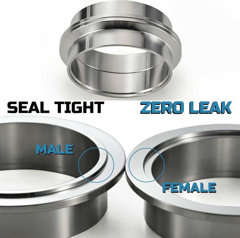 vanjoy Quick Release Stainless Steel V Band Clamp with Male Female V Band Flange for Exhaust, Turbocharger, Turbo or Downpipe, Sold In Pair (3.0'') - Image 5